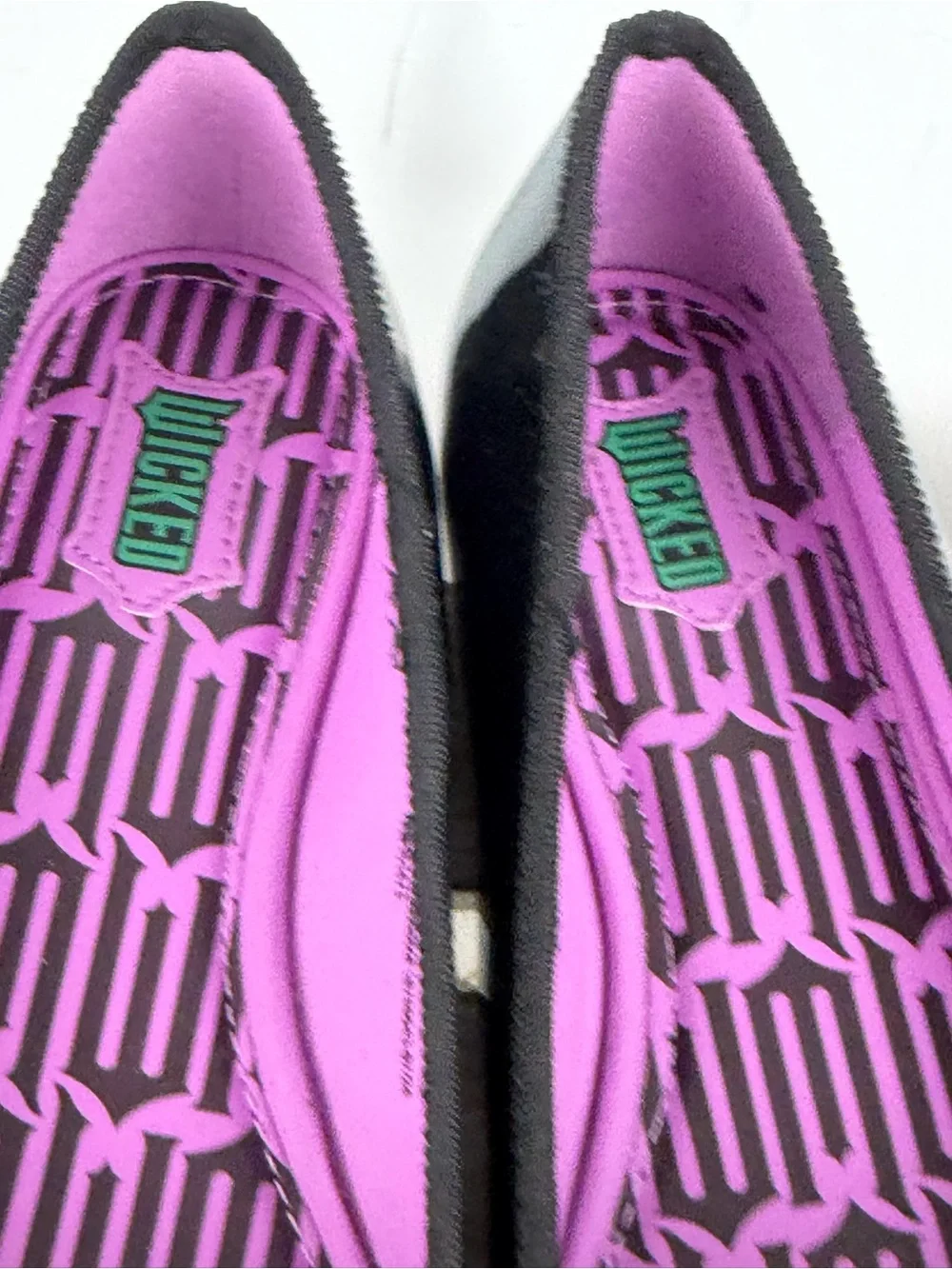 Wicked black glitter ballet flats green flying monkey graphics Size 3